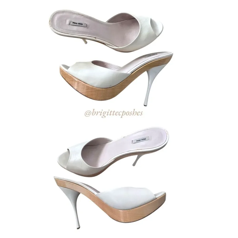 MIU MIU Patent Leather Peep Toe Heel
